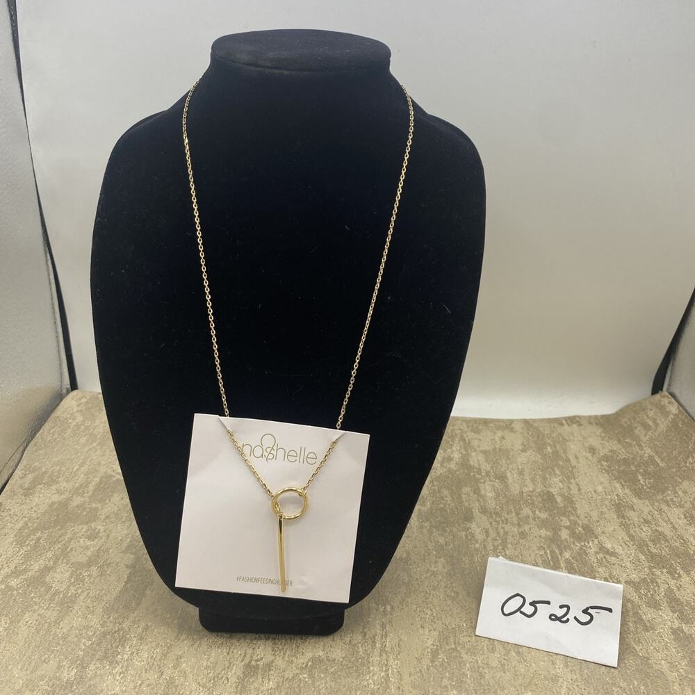 Nashelle Heather Drop Lariat Necklace 22” Gold Tone NEW!! With Tag